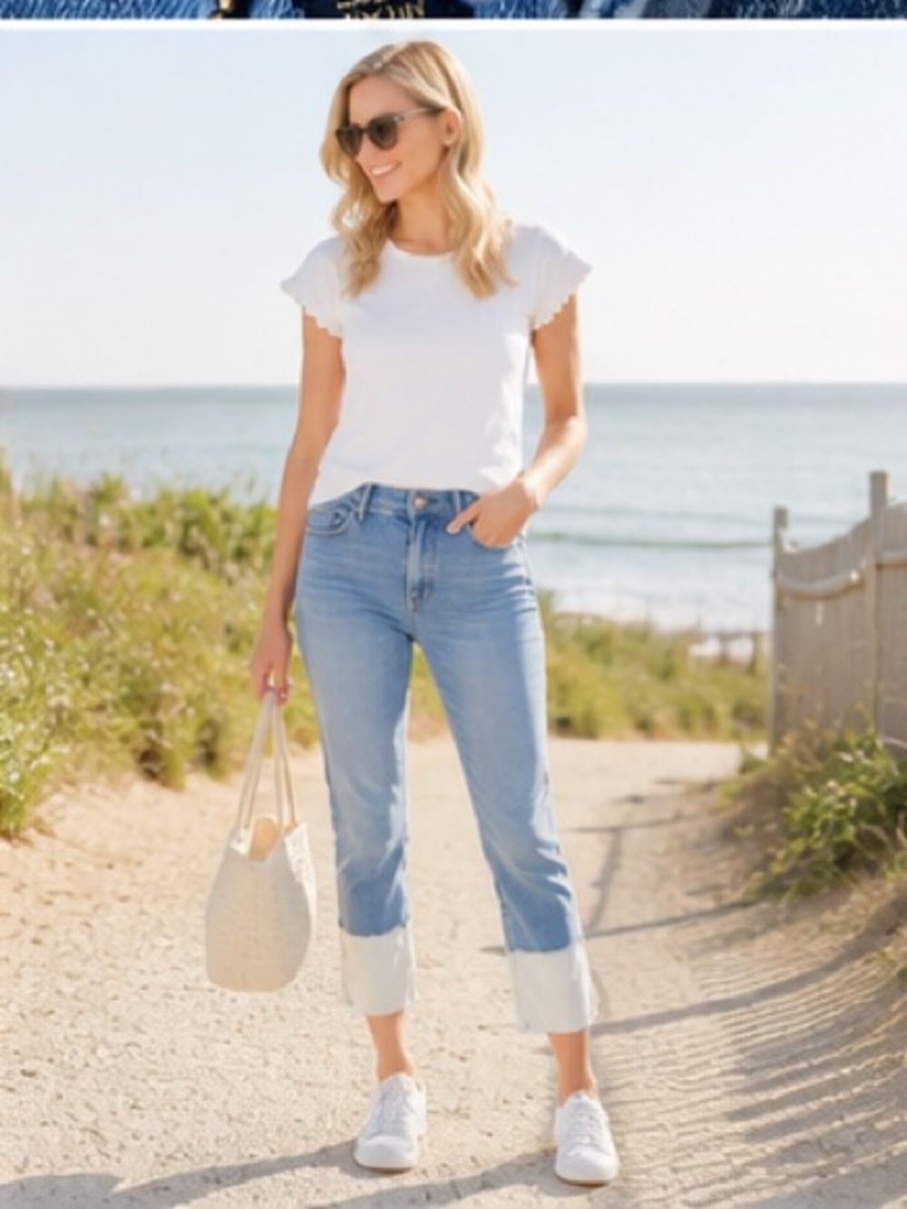 Vineyard Vines Light Blue Jeans with White Dip Hem